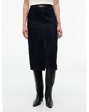 Tommy Hilfiger Falda Midi Vaquera Con Horsebit - Negro
