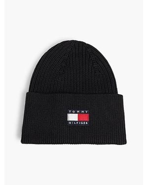 Tommy Hilfiger Kids Heritage Beanie Met Vlaglogo - Zwart