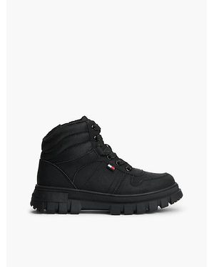 Tommy Hilfiger Warm Lined Cleat Lace Up Boots - Black