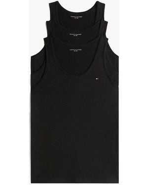 Tommy Hilfiger 3-pack Signature Round Neck Tank Tops - Black