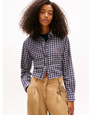 Tommy Hilfiger Regular Fit Tie Back Check Seersucker Shirt - Blue