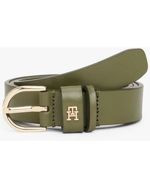 Tommy Hilfiger Essential Th Monogram Leather Belt - Green