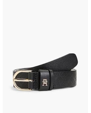Tommy Hilfiger Ledergürtel EFFORTLESS 2.5 MONO Größenverstellbar durch Schnalle - Schwarz