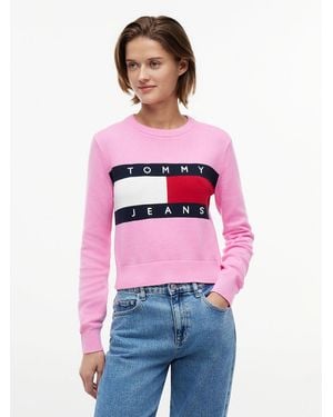 Tommy Hilfiger Tommy Flag Crew Neck Jumper - Multicolour