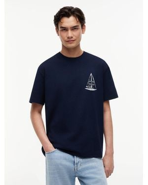 Tommy Hilfiger Back Graphic Relaxed Jersey T-Shirt - Blue