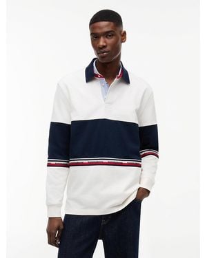 Tommy Hilfiger Relaxed Fit Colour-Blocked Rugby Shirt - White