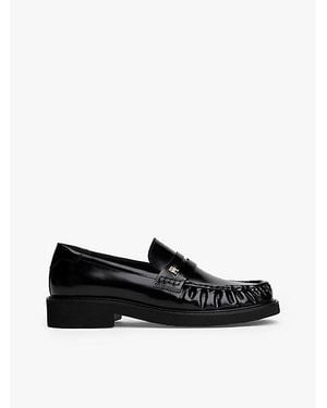 Tommy Hilfiger Mocasines De Piel Con Punta Cuadrada - Negro