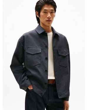 Tommy Hilfiger Micro Houndstooth Check Padded Bomber Jacket - Black
