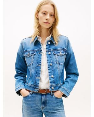 Tommy Hilfiger Flag Embroidery Slim Denim Jacket - Blue