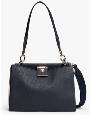 Tommy Hilfiger Signature Detail Th Monogram Satchel - Blue