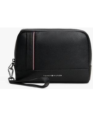 Tommy Hilfiger Pebble Grain Signature Tape Pouch - Black