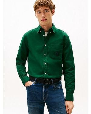 Tommy Hilfiger Camisa De Algodón Oxford Peinado - Verde