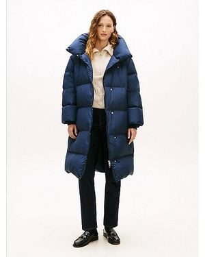 Tommy Hilfiger Abrigo Largo De Plumón Repelente Al Agua - Azul