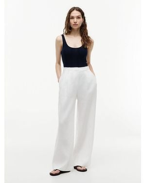 Tommy Hilfiger Linen Blend Tailored Wide Leg Trousers - White