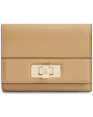 Tommy Hilfiger Modern Th Monogram Turn Lock Trifold Wallet - Natural