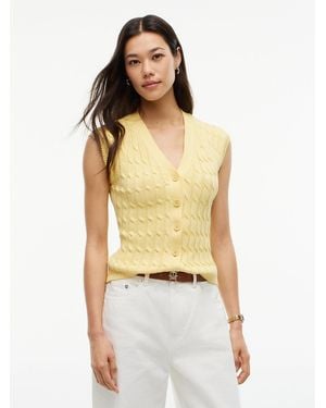 Tommy Hilfiger Cable Knit Slim Cap Sleeve Cardigan - Natural