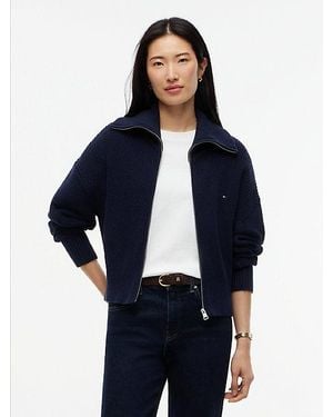 Tommy Hilfiger Pull Zippé En Point Cardigan - Bleu
