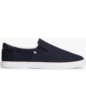Tommy Hilfiger Low Profile Canvas Slip-On Trainers - Blue