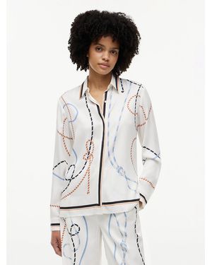 Tommy Hilfiger Regular Fit Rope Print-Tone Button Shirt - White