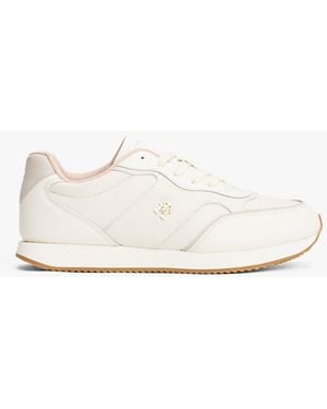 Tommy Hilfiger Leather Th Monogram Colour-pop Trainers - Natural
