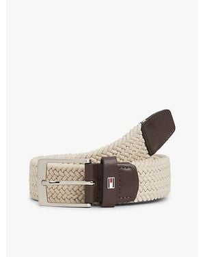 Tommy Hilfiger Elastische Riem Van Webbing Met Vierkante Gesp - Naturel