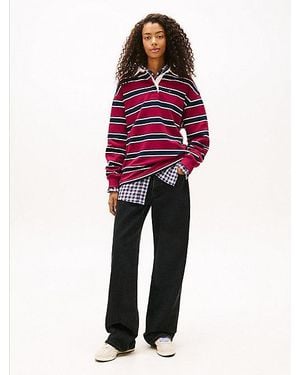 Tommy Hilfiger Vaqueros Negros Mia De Corte Amplio Y Talle Medio - Rojo