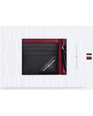 Tommy Hilfiger Leather Card Holder And Key Fob Gift Set - White
