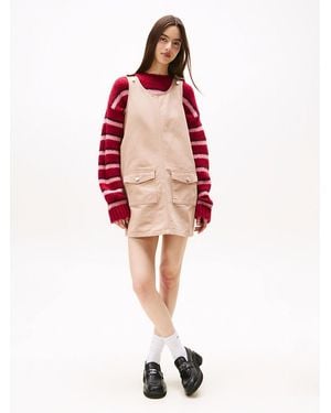 Tommy Hilfiger Twill Mini Pinafore Dress - Red