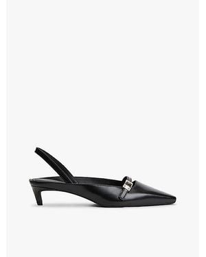 Tommy Hilfiger Leather Kitten Heel Slingbacks - White