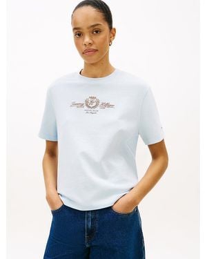 Tommy Hilfiger Crest Logo Embroidery Relaxed T-Shirt - White