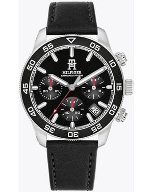 Tommy Hilfiger Black Leather Strap Chronograph Watch