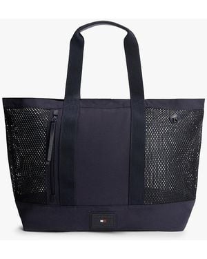 Tommy Hilfiger Mesh Panel Beach Tote Bag - Blue