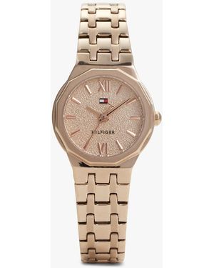 Tommy Hilfiger Carnation-Plated Frosted Dial Chain-Link Watch - Natural