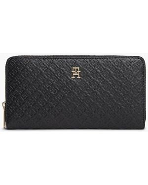 Tommy Hilfiger Hilfiger Icon Debossed Zip-Around Wallet - Black
