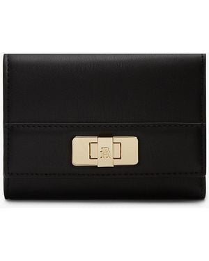 Tommy Hilfiger Modern Th Monogram Turn Lock Trifold Wallet - Black