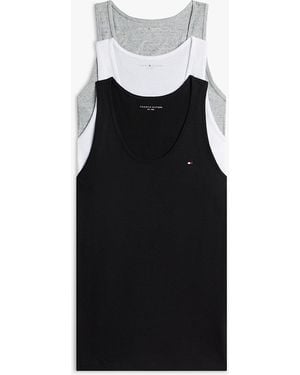 Tommy Hilfiger 3-Pack Signature Round Neck Tank Tops - Black