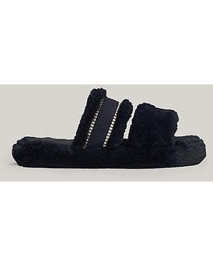 Tommy Hilfiger Pantoffel Van Imitatiebont Met Logo - Zwart