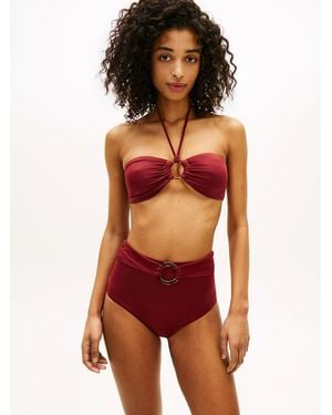Tommy Hilfiger Halterneck Ring Bandeau Bikini Top - Red