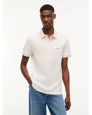 Tommy Hilfiger Regular Fit Tonal Stripe Polo Shirt - White