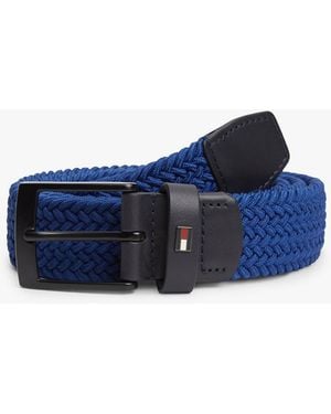 Tommy Hilfiger Ceinture Tressée Élastique À Drapeau En Émail - Bleu