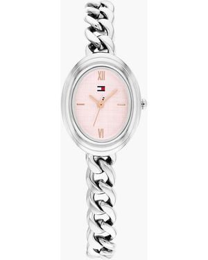 Tommy Hilfiger Oval Dial Stainless Steel Bracelet Watch - White