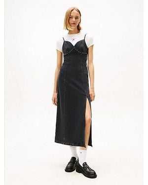 Tommy Hilfiger Maxi-Jeanskleid Mit Nieten - Weiß
