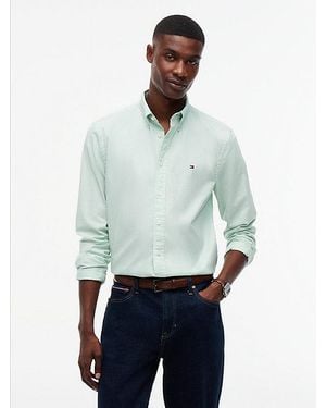 Tommy Hilfiger Camisa Th Flex Regular Con Cuello De Botones - Verde