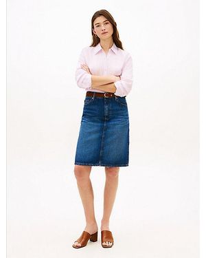 Tommy Hilfiger Straight Fit Jeansrock Mit Mittelhohem Bund - Blau