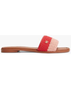 Tommy Hilfiger Logo Plaque Colour-Blocked Woven Mules - Pink