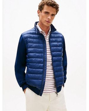 Tommy Hilfiger Strukturmix-Jacke Mit Reißverschluss - Blau