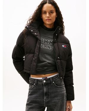 Tommy Hilfiger Down Cropped Alaska Puffer Jacket - Black