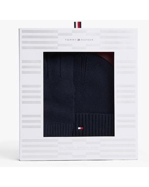 Tommy Hilfiger Hilfiger Flag Beanie And Gloves Gift Set - Blue