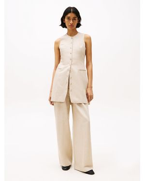 Tommy Hilfiger Linen Blend Relaxed Straight Leg Trousers - Natural