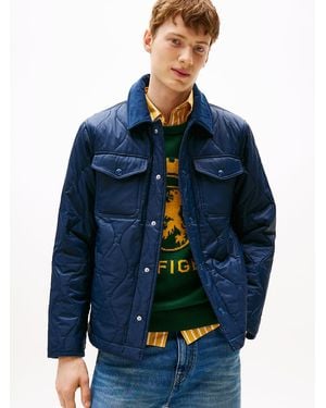 Tommy Hilfiger Onion Quilted Ripstop Packable Shirt Jacket - Blue